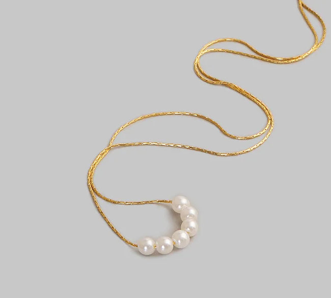 Serena Inlaid Pearl Pendant Necklace – 18K Gold Plated