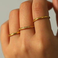 Combo Set of Three 18K Gold Plated Stainless Steel Rings