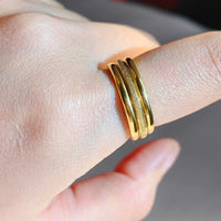 Combo Set of Three 18K Gold Plated Stainless Steel Rings