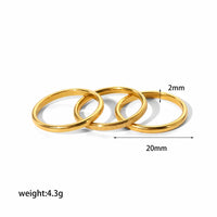 Combo Set of Three 18K Gold Plated Stainless Steel Rings