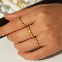 Combo Set of Three 18K Gold Plated Stainless Steel Rings