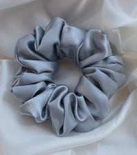 Silver Grey Color Premium Satin Scrunchie Regular Size - Soft & Silky Hair Accessory