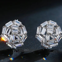 Silver Plated American Diamond Flower Stud Earring