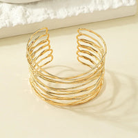 Simple Open-end Gold Plated Metal Bracelet