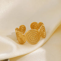 Simple Spiral Style 18K Gold Plated Stainless Steel Adjustable Opening Ring
