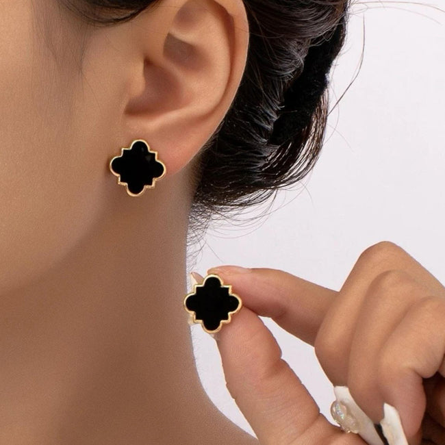 Simple Style Geometric Black Color Stud Earring
