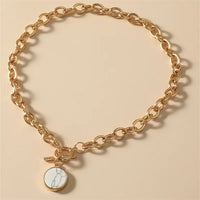 Simple Style Gold Plated Toggle Pendant Necklace