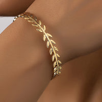 Simple Style Leaves Alloy Plating Gold Plated Women's Open-end Bangle