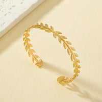 Simple Style Leaves Alloy Plating Gold Plated Women's Open-end Bangle