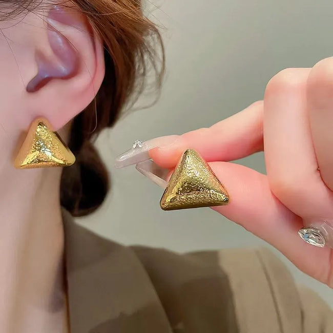 Simple Triangle Style Gold Plated Stud Earring