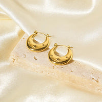 Solid Shaped Star Engraved 18K Gold Plated Stainless Steel Anti-Tarnish Hoop Earring
