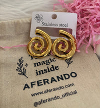 Gold Plated Stainless Steel Anti Tarnish Spiral Chunky Earrings