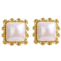 Square Shape Pearl Stud Earring For Women