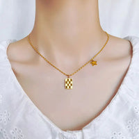 Anti-Tarnish 18K Gold Plated Square Star Pendant – Stainless Steel Necklace