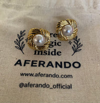 Square Shaped 304 Stainless Steel 18K Gold Plated Pearl Stud Earrings