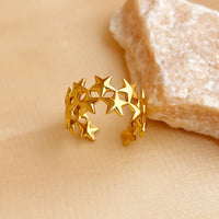 Stainless Steel 18K Gold Plated Elegant Glam Retro Plating Star Open Rings