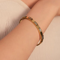 Stainless Steel Gold-Plated Diamond studded Bangle Bracelet For Women