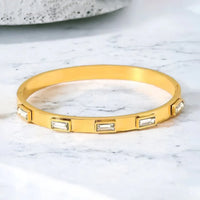 Stainless Steel Gold-Plated Diamond studded Bangle Bracelet For Women