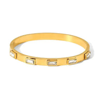 Stainless Steel Gold-Plated Diamond studded Bangle Bracelet For Women