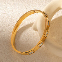Stainless Steel Gold-Plated Diamond studded Bangle Bracelet For Women
