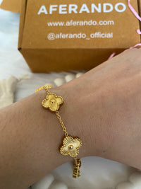 Stainless Steel Four Leaf Lucky Flower Bracelet