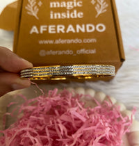 Stainless Steel Gold Plated Triple Lines American Diamond Bracelet