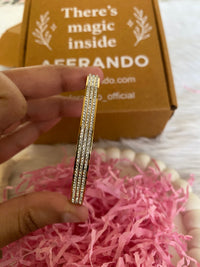 Stainless Steel Gold Plated Triple Lines American Diamond Bracelet