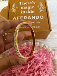 Stainless Steel Gold Plated Triple Lines American Diamond Bracelet