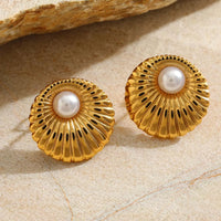 SunPearl – Vintage Radiance Stud Earrings