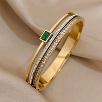 The Emerald Empress Triple-Layer Bangle