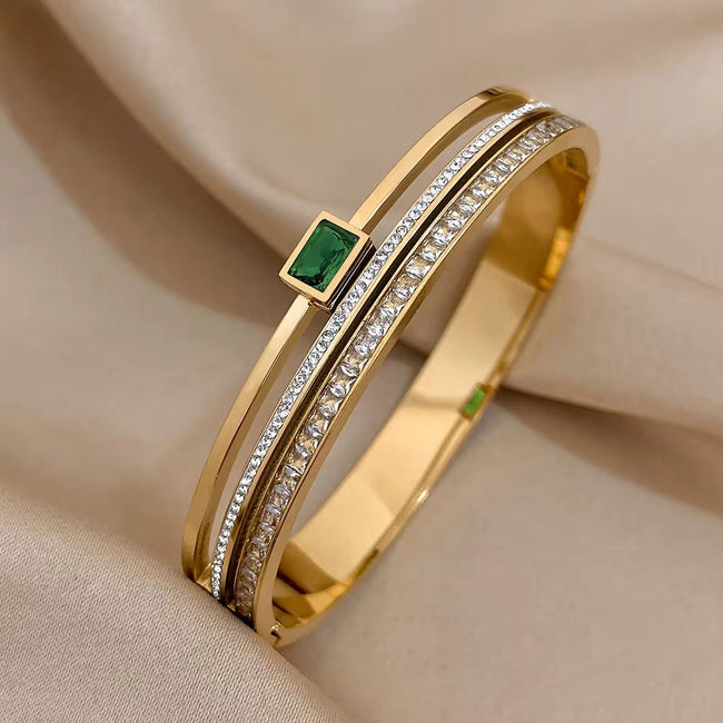 The Emerald Empress Triple-Layer Bangle