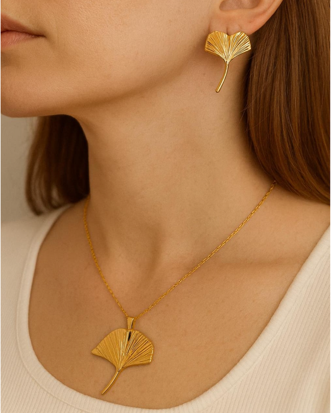 The Ginkgo Muse Necklace & Earring Set