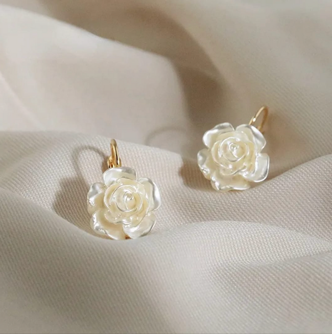 The Pearl Gardenia Drop Earrings
