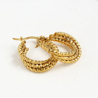 Three Layered 18K Gold Plated Stainless Steel Anti-Tarnish Hoop Earring