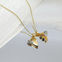 Titanium Steel Dual-Tone Heart Pendant Necklace – Breakable Hug Design