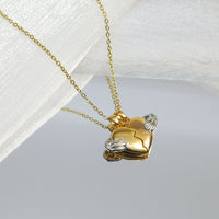 Titanium Steel Dual-Tone Heart Pendant Necklace – Breakable Hug Design