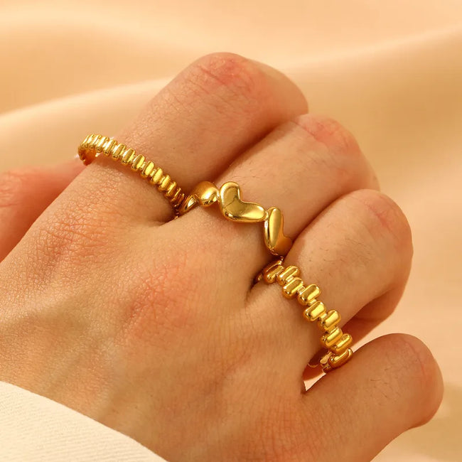 Trio Gleam Anti-Tarnish Adjustable Ring Set