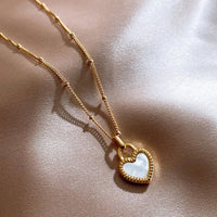 Two-Color Sided Heart Lock Pendant 18K Gold Plated Necklace