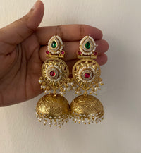 Vanya Royal Temple-Style Gold Brass Jhumkis