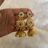 Vanya Royal Temple-Style Gold Brass Jhumkis