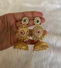 Vanya Royal Temple-Style Gold Brass Jhumkis