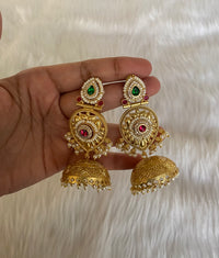 Vanya Royal Temple-Style Gold Brass Jhumkis