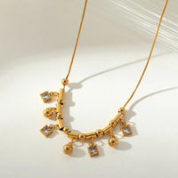 Diamond Zircon Drop Charm Necklace