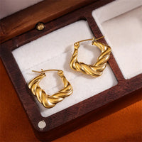Vintage Style Geometric Plating Stainless Steel Anti-Tarnish Hoop Earrings