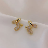 Vintage Style Simple Style C Shape Rhinestones Stud Earrings