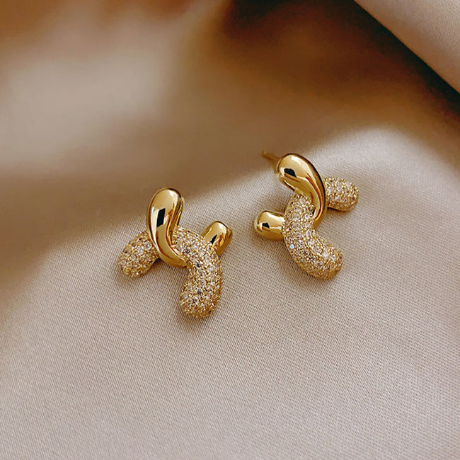 Vintage Style Simple Style C Shape Rhinestones Stud Earrings