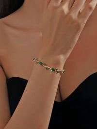 Viral Anti-Tarnish Tulip Bracelet (Green Stone)