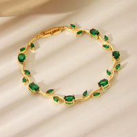 Viral Anti-Tarnish Tulip Bracelet (Green Stone)