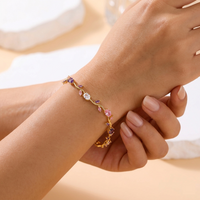 Viral Anti-Tarnish Tulip Bracelet (Pink, Purple & White)