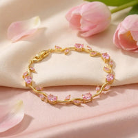 Viral Anti-Tarnish Pink Tulip Bracelet